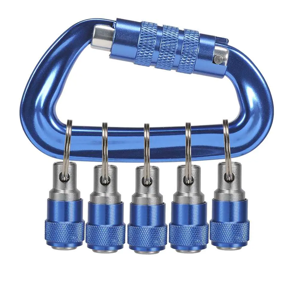Carabiner with 5 x 1/4″ hex quick change holders