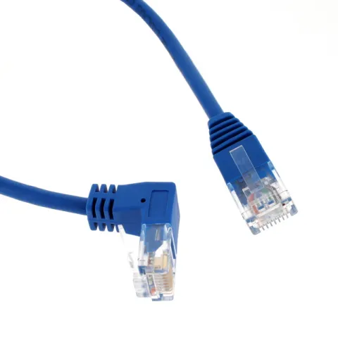 Cat6 Patch Lead 1mtr Blue - Right Angle Plug