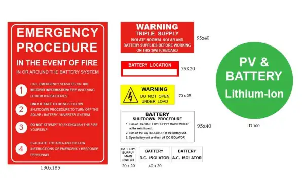 Solar Lithium Battery Label Kit - Old Style