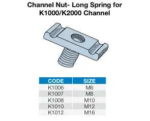 [K1006H] Channel Nut C/w Long Spring HDG (6mm)