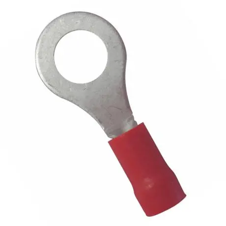 [RC1-6] RED INSULATED RING TERMINAL DOUBLE GRIP - SUITS 0.5MM-1.5MM CABLE (6.4mm)