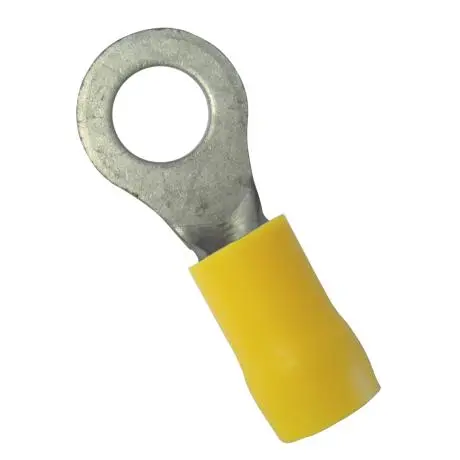 YELLOW CG RING 10.5MM INSULATED RING TERMINAL DOUBLE GRIP - SUITS 2.5MM - 6MM CABLE
