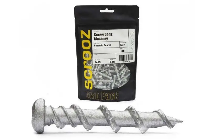 SCREW DOGS MASONRY - CERAMIC COATED - 100 PACK