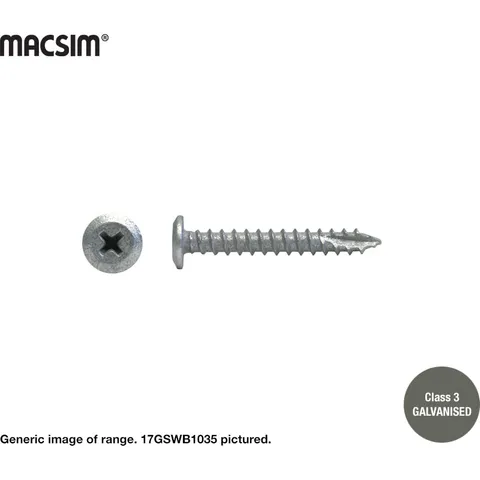 [17GSWB1025] 10G WAFER HEAD TYPE 17 SCREW C3 GALV  (25mm, 1000)