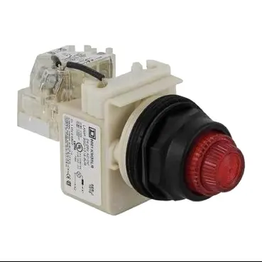 Push-to-test pilot light, Harmony 9001K, metal, polycarbonate, fresnel, red, 30mm, LED red, 24-28V