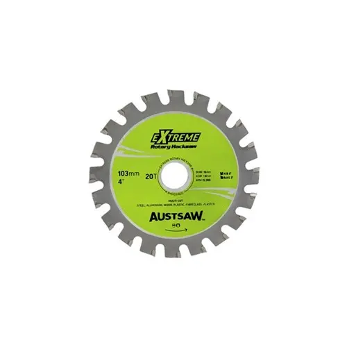 Austsaw - 103mm (4in) Rotary Hacksaw Blade - 16mm Bore - 20 Teeth