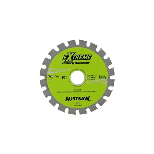 Austsaw - 125mm (5in) Rotary Hacksaw Blade - 22.2mm Bore - 20 Teeth