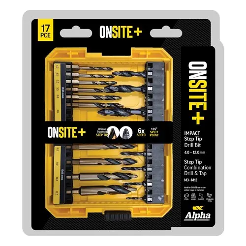 17 Piece | Onsite Plus Impact Step Tip Drill Set & Combination Drill and Tap Set | M3-M12