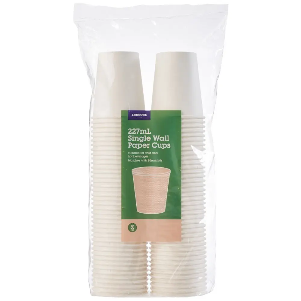 J.Burrows Single Wall Paper Cups 227 mL 800 Pack