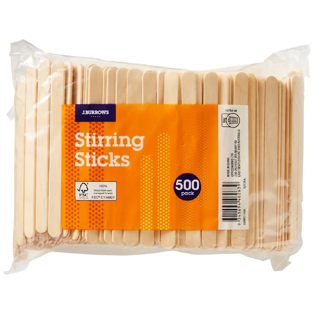 J.Burrows Wooden Stirring Sticks 500 Pack