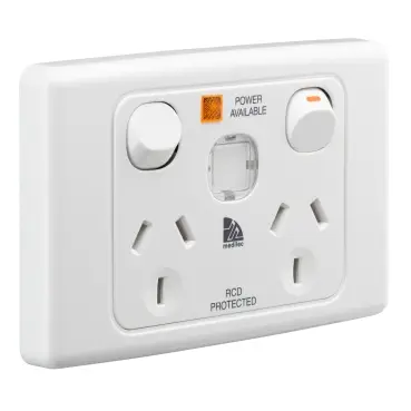 ML2025I-WE Product picture Twin Switch Socket Outlet, Medilec, 250V, 10A, 2 Gang, 1 Pole