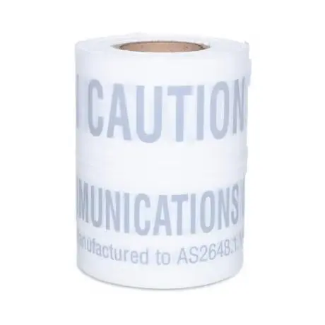 [WATUMTW100] Underground Marking Tape 150mm (White/Comms, 100mtrs)