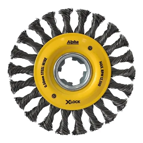 [GXLWBK125S] Alpha Wheel Brush X-Lock 125mm Steel Wire | 0.50mm Knotted
