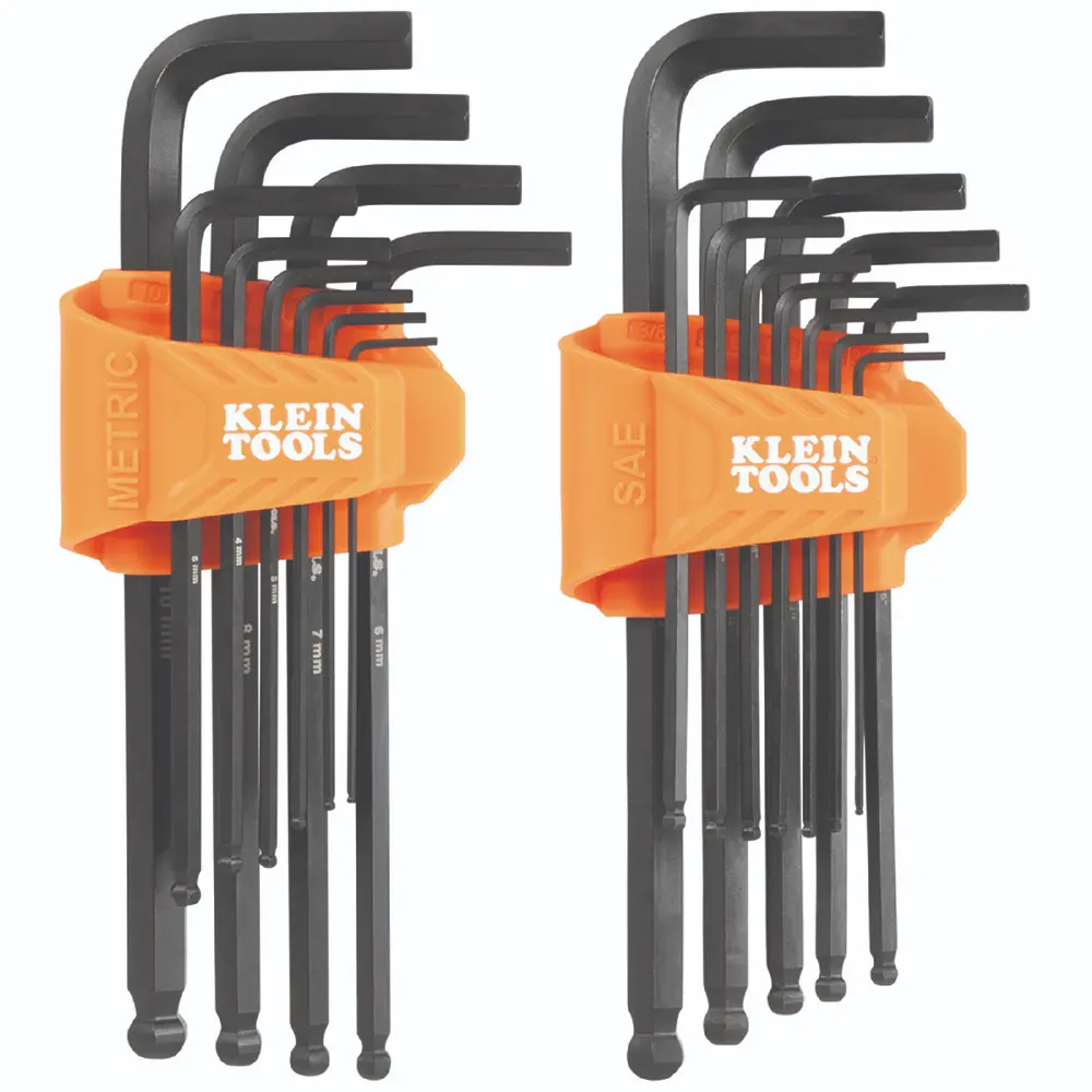 Long Ball End Hex Key Set, SAE and Metric, 22-Piece