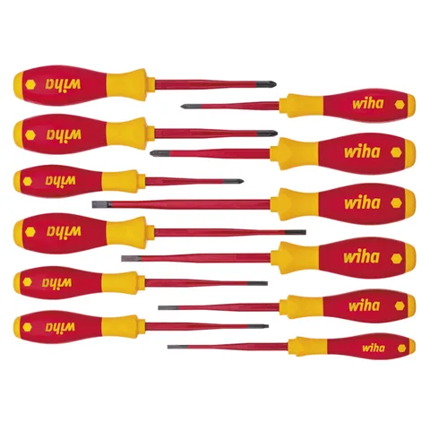12 PIECE SLIMFIX SCREWDRIVER SET, ASSORTED, VDE 1000V INSULATED