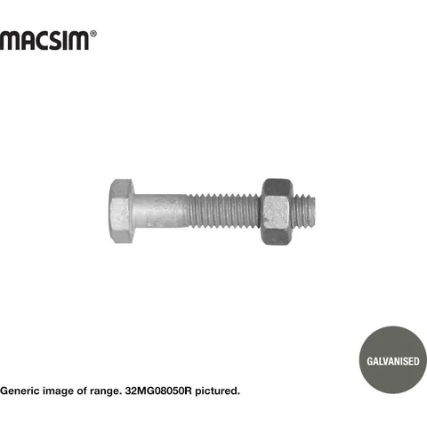 GALV HEX BOLT AND NUT SET  (25mm, 8mm)