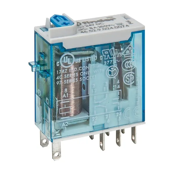 MINIATURE INDUSTRIAL RELAY 8A 2CO 24VDC COIL W/PB+LED+MI