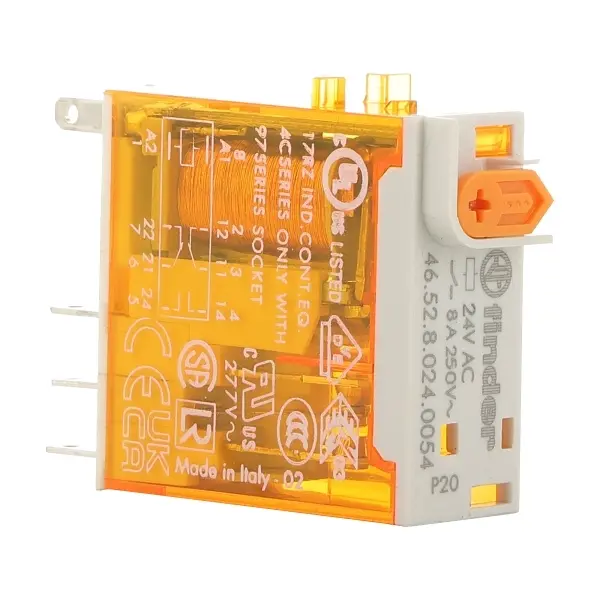 MINIATURE INDUSTRIAL RELAY 8A 2CO 24VAC COIL W/PB+LED+MI