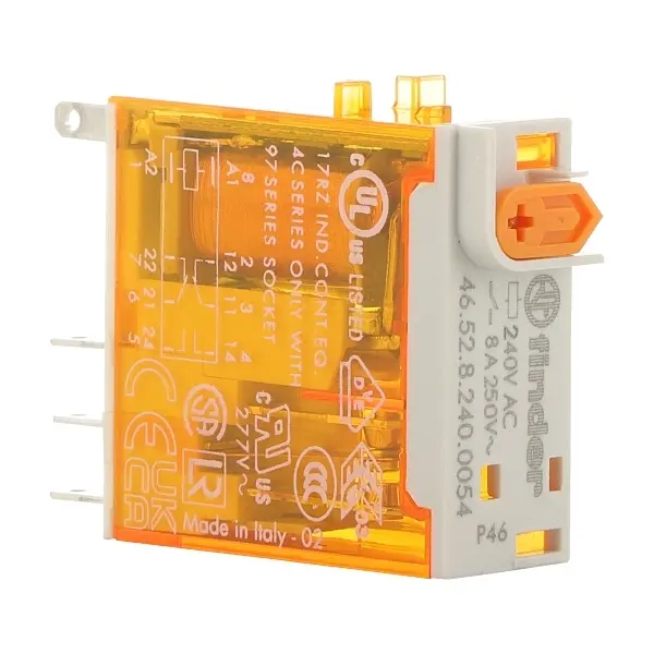 [46520054240VAC] MINIATURE INDUSTRIAL RELAY 8A 2CO 240VAC COIL W/PB+LED+MI