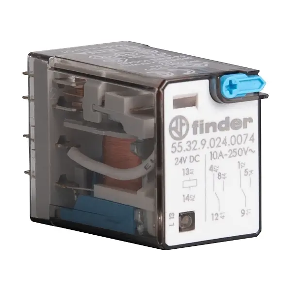 MINIATURE GP RELAY 10A 2CO 24VDC COIL W/PB+LED+MI