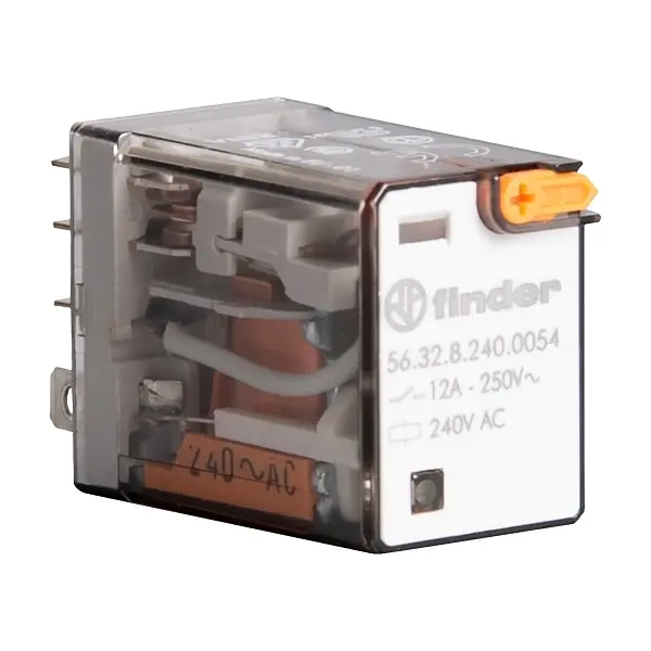 [56320054240VAC] MINIATURE POWER RELAY 12A 2CO 240VAC COIL W/PB+LED+MI