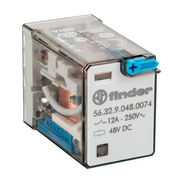 [5632007412VDC] MINIATURE POWER RELAY 12A 2CO 12VDC COIL W/PB+LED+MI