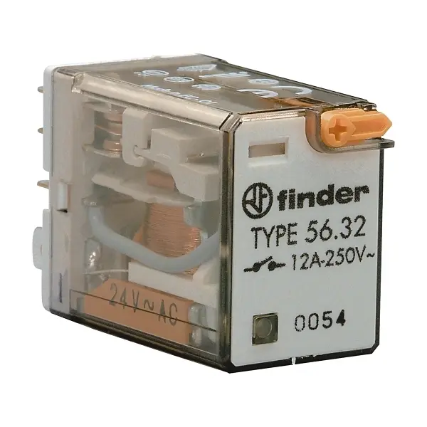 [5632005424VAC] MINIATURE POWER RELAY 12A 2CO 24VAC COIL W/PB+LED+MI