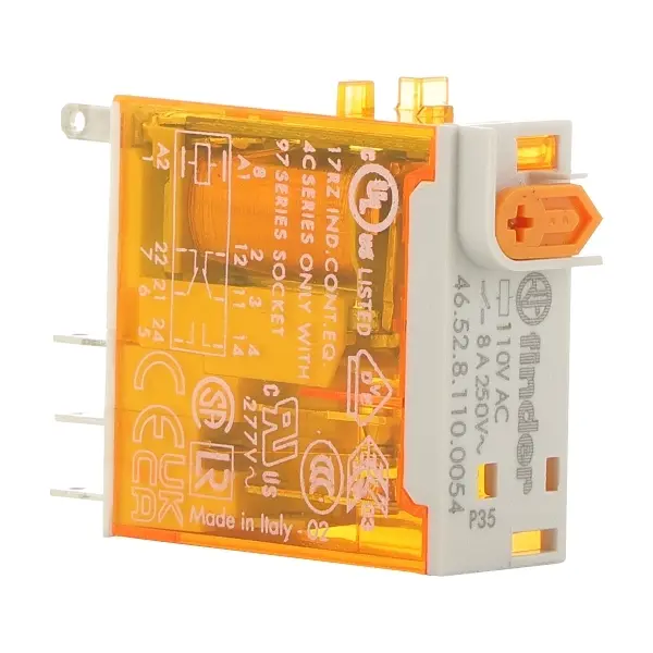[46520054110VAC] MINIATURE INDUSTRIAL RELAY 8A 2CO 110VAC COIL W/PB+LED+MI