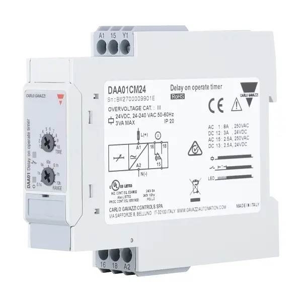 TIMER ON DELAY 24V DC/24-240V AC SUPPLY 1 C/O 0.1S-100H
