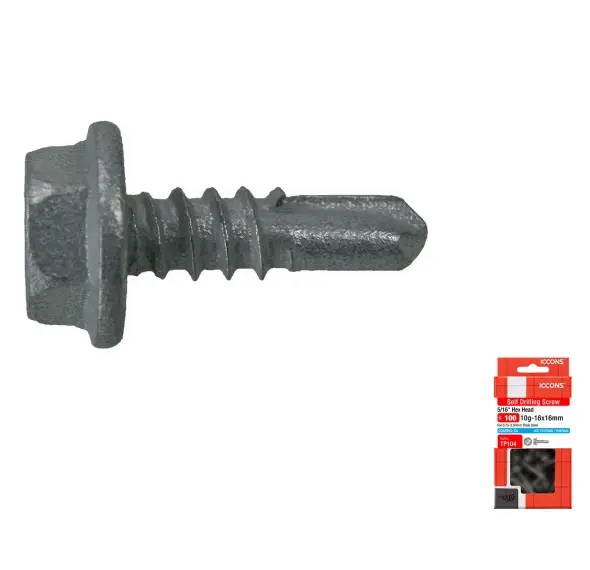 10–16G Self Drilling Hex Head Screws – Coarse Thread (Trade Pack) 100 Screws