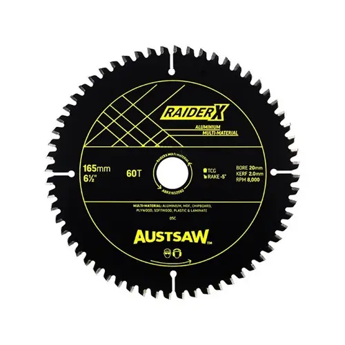 Austsaw RaiderX Aluminium Multi Material Blade (165mm x 20 x 60T)