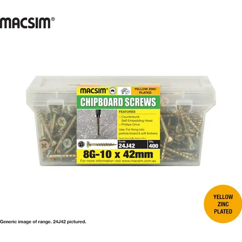 [24J51] 8G SELF EMBEDDING HEAD CHIPBOAD SCREW YELLOW ZINC