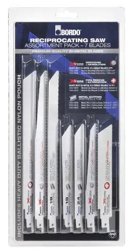[7200-S3] Bordo Reciprocating Saw Blade Assortment With Heavy Duty Ballistic Nylon Pouch