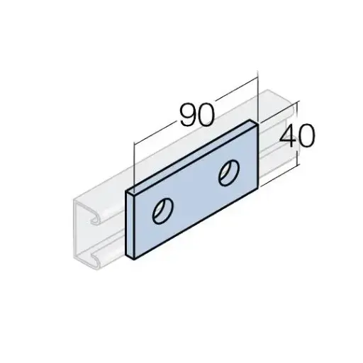 [K1065H] Strut Joining Plate Flat 2 Hole L90mm W40mm HDG