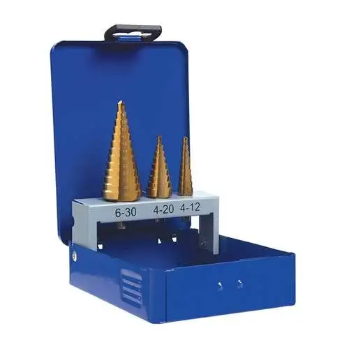 [STPSET3TM] ThunderMax Step Drill Set Straight Flute incl 4-12mm, 4-20mm & 6-30mm Metric Plastic Box