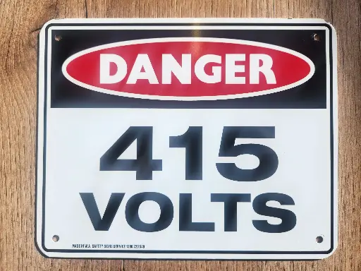 [250200DANGER415ALU] “DANGER 415 VOLTS” ALUMINIUM SIGN 250MM X 200MM