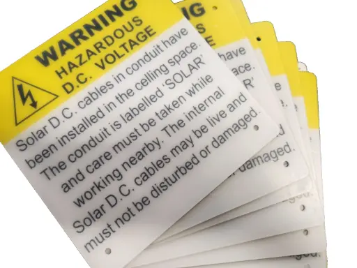 [SOLICWHDCSIGN] Warning Hazardous D.C Voltage Sign – In ceiling Pack of 10