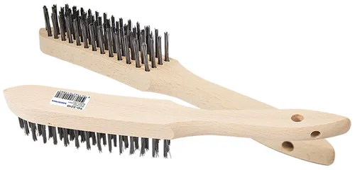 [TO-3210] Mild Steel Hand Brush 4 Row Wooden Handle 