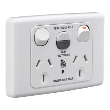 [ML2025RCD10-WE] RCD Protected Medilec, Medilec, Twin Switch Socket Outlet, 250V, 10A, 1 Pole, Horizontal, 10mA RCD