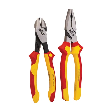 [WH-41926] 2 PIECE PLIER SET, 41250 220MM LINEMAN'S PLIERS & 26754 200MM SIDE CUTTERS, VDE 1000V INSULATED